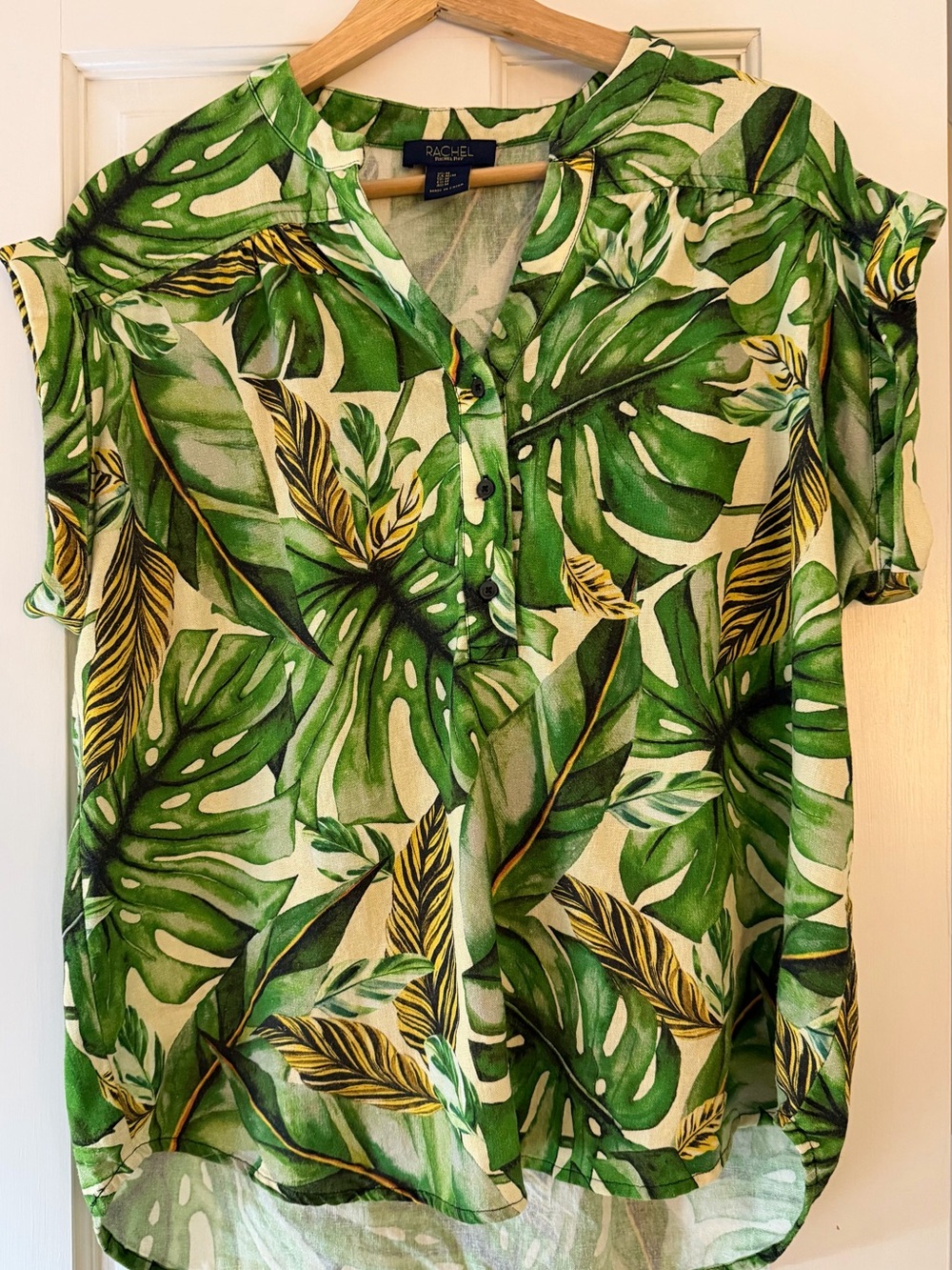 RACHEL Rachel Roy Tropical Linen Blend Blouse